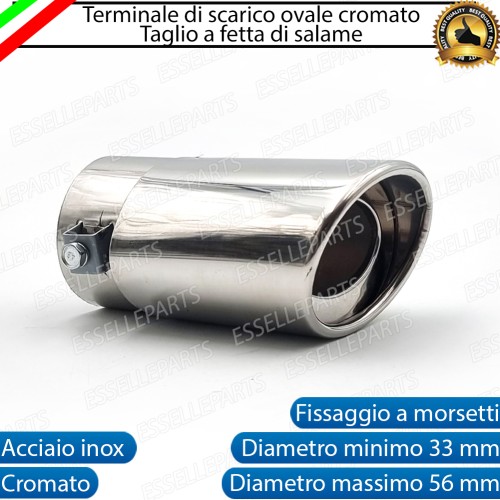 Terminale di scarico cromato Ovale diametro minimo 33, massimo 56 mm in acciaio