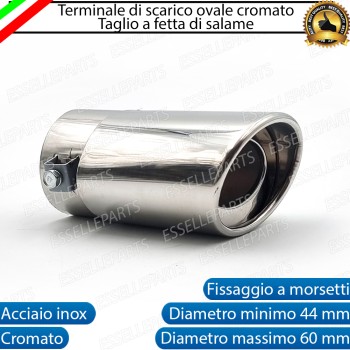 Terminale di scarico cromato Ovale diametro minimo 44, massimo 60 mm in acciaio