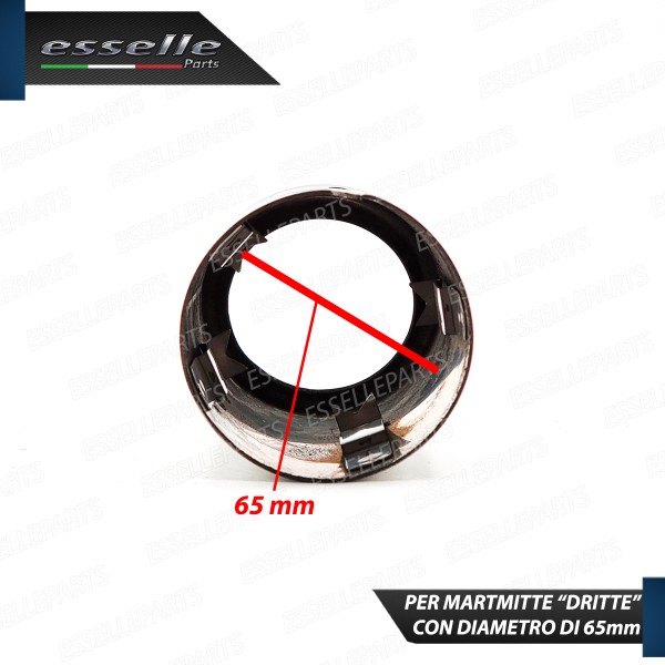 Terminale di scarico brunito rotondo per marmitte dritte con diametro di 65 mm