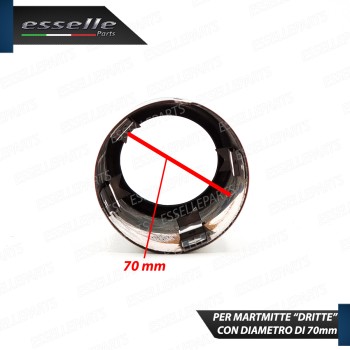 Terminale di scarico brunito rotondo per marmitte dritte con diametro di 70 mm