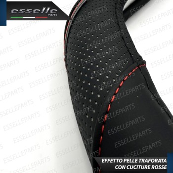 Coprivolante Cover Effetto Pelle Nero con cuciture Rosse per Peugeot 3008 MK2 II
