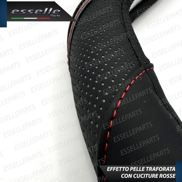 Coprivolante Cover Effetto Pelle Nero con cuciture Rosse per Peugeot 208 MK2 II