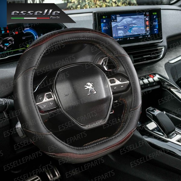 Coprivolante Cover Effetto Pelle Nero con cuciture Rosse per Peugeot 208 MK2 II