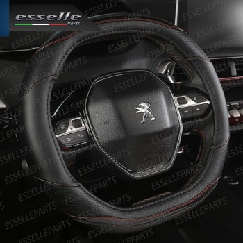 Coprivolante Cover Effetto Pelle Nero con cuciture Rosse per Peugeot 408 MK2 II