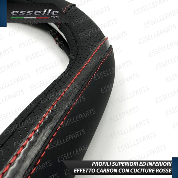 Coprivolante Cover Effetto Pelle Nero con cuciture Rosse per Peugeot 2008 MK2 II