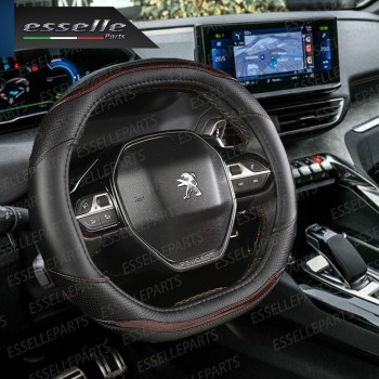 Coprivolante Cover Effetto Pelle Nero con cuciture Rosse per Peugeot 2008 MK2 II