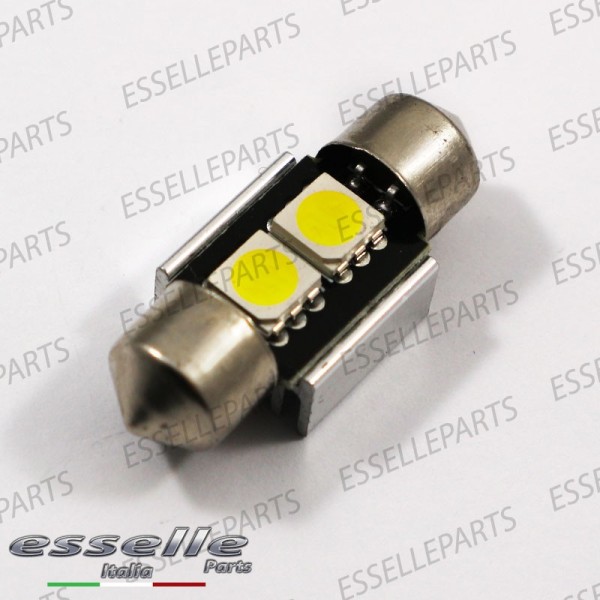 Lampada SINGOLA LED Siluro da 2 LED Canbus 31mm 6000K bianco ghiaccio