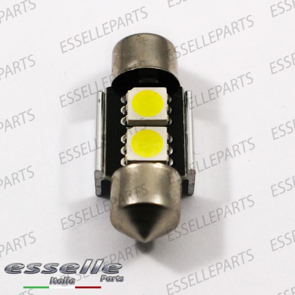 Lampada SINGOLA LED Siluro da 2 LED Canbus 31mm 6000K bianco ghiaccio