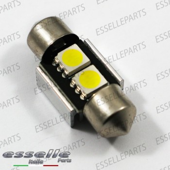 Lampada SINGOLA LED Siluro da 2 LED Canbus 31mm 6000K bianco ghiaccio