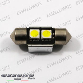 Lampada SINGOLA LED Siluro da 2 LED Canbus 31mm 6000K bianco ghiaccio