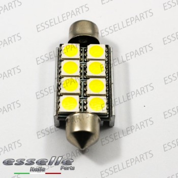 Lampada SINGOLA LED Siluro da 8 LED Canbus 41mm 6000K bianco ghiaccio