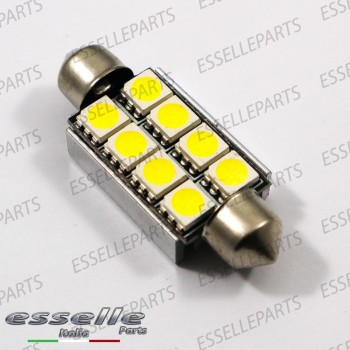 Lampada SINGOLA LED Siluro da 8 LED Canbus 41mm 6000K bianco ghiaccio