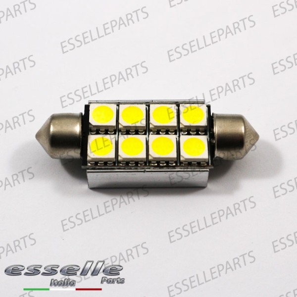 Lampada SINGOLA LED Siluro da 8 LED Canbus 41mm 6000K bianco ghiaccio