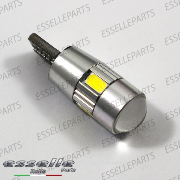 Lampada SINGOLA T10 W5W da 6 LED con lente frontale Canbus 6000K bianco ghiaccio
