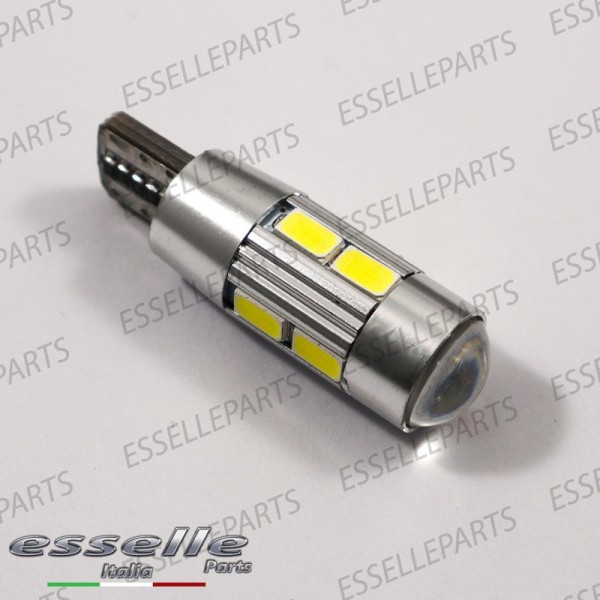 Lampada SINGOLA T10 W5W da 10 LED con lente frontale Canbus 6000K bianco ghiaccio