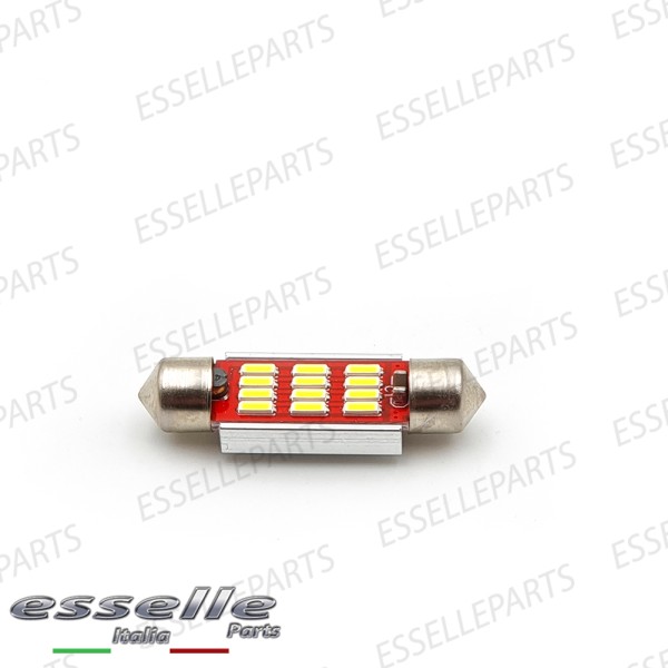 Lampade SINGOLA LED Siluro da 12 LED Canbus 36mm 6000K bianco ghiaccio