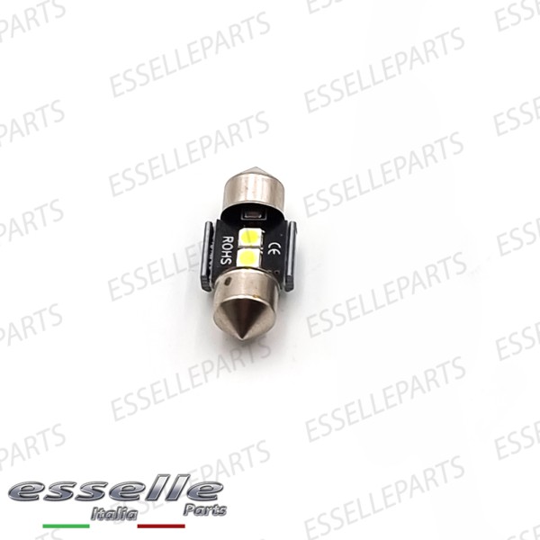 Lampada SINGOLA LED Siluro da 2 LED Canbus 28 mm 6000K bianco ghiaccio