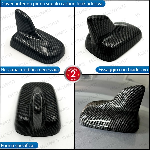 Cover Antenna Pinna Squalo Adesiva in Carbon Look per AUDI Q7 MK2 II 4M