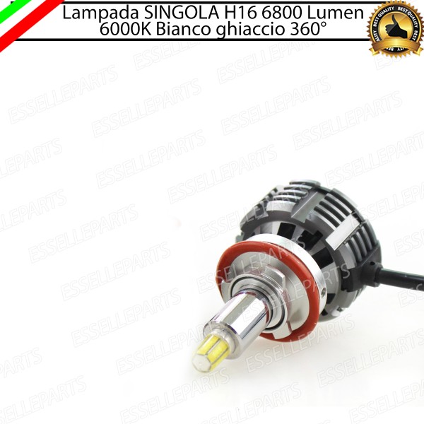 Lampada SINGOLA FULL LED 360° H16 9600 LUMEN Canbus 6000K Bianco Ghiaccio