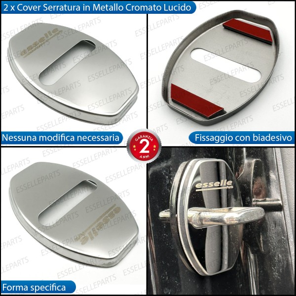 2 X Cover Serratura Porte Adesivo in Metallo Cromato Lucido per Skoda Karoq