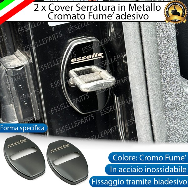 2 X Cover Serratura Porte Adesivo in Metallo Cromo Fume' per Skoda Superb 2