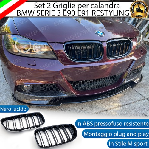 Griglia Mascherina Calandra Bmw Serie 3 E90 E91 Restyling Nero Lucido Stile M