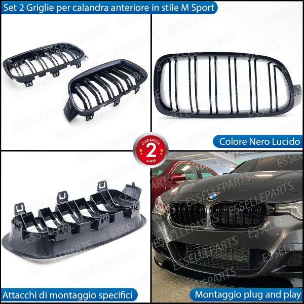 Griglia Mascherina Calandra Bmw Serie 3 F30 F31 Nero Lucido Stile M