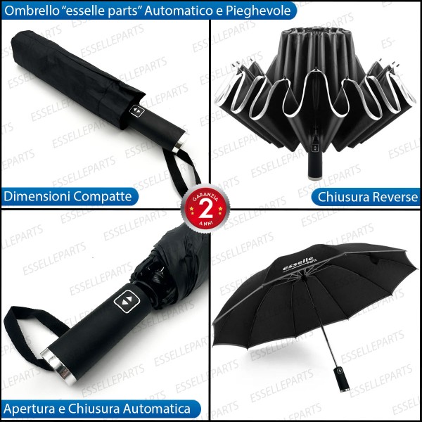 OMBRELLO ESSELLE PARTS AUTOMATICO PIEGHEVOLE DA PIOGGIA ANTIVENTO RESISTENTE