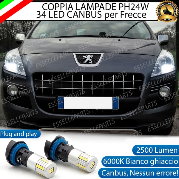 Coppia Luci diurne PH24W 34 LED Canbus 6000K Peugeot 5008 Pre-Restyling per fari a parabola