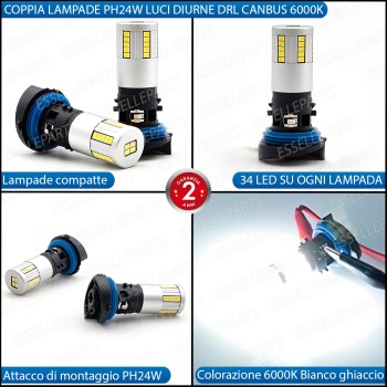 Coppia lampade PH24W 34 LED Canbus 6000K bianco 2500 lumen