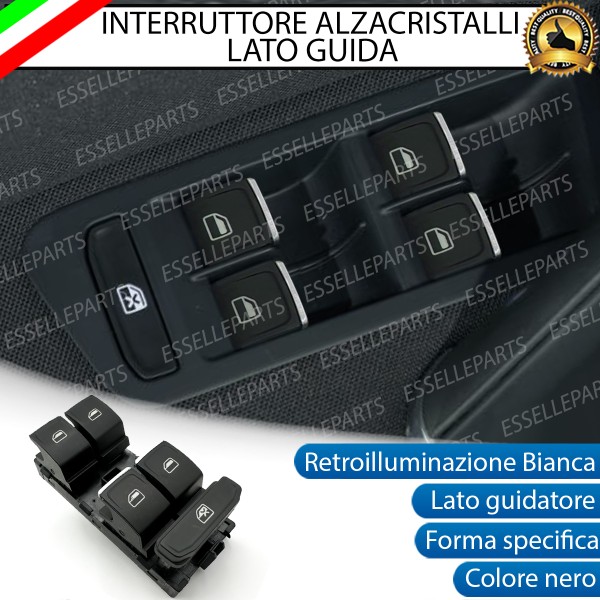 INTERRUTTORE ALZACRISTALLI LATO GUIDATORE NERO / CROMO PER VW GOLF 7 RESTYLING