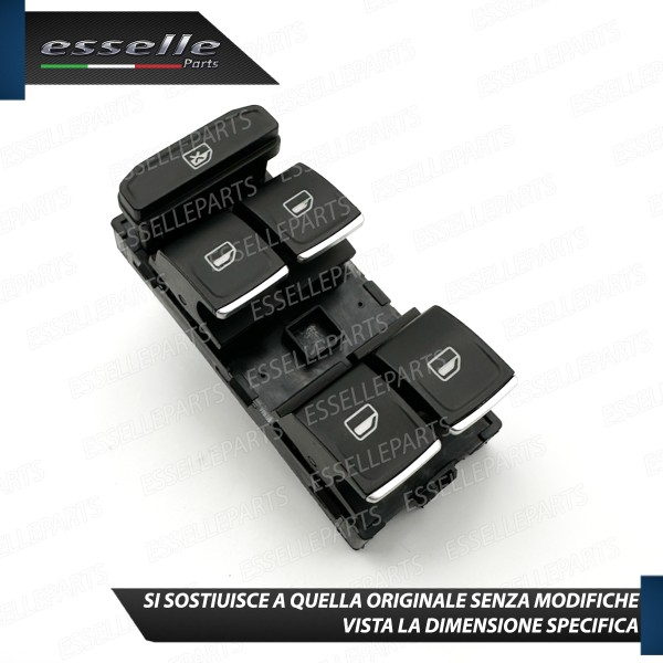 INTERRUTTORE ALZACRISTALLI LATO GUIDATORE NERO / CROMO PER VOLKSWAGEN T-ROC RESTYLING
