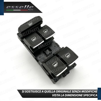 INTERRUTTORE ALZACRISTALLI LATO GUIDATORE NERO / CROMO PER VOLKSWAGEN T-ROC RESTYLING