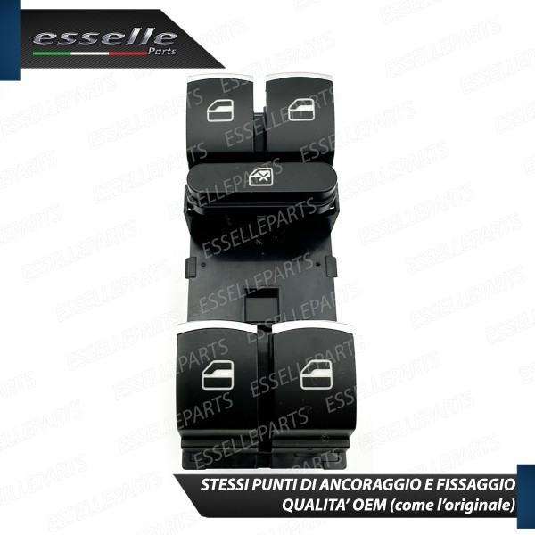 INTERRUTTORE ALZACRISTALLI LATO GUIDATORE NERO / CROMO PER SEAT LEON 2 1P