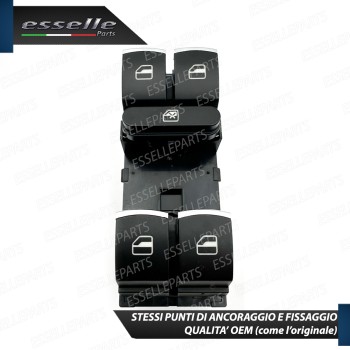INTERRUTTORE ALZACRISTALLI LATO GUIDATORE NERO / CROMO PER SKODA YETI PRE-RESTYLING