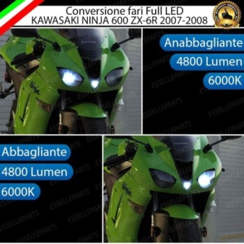 Conversione Fari Full LED Per Kawasaki Ninja 600 ZX-6R 6000K
