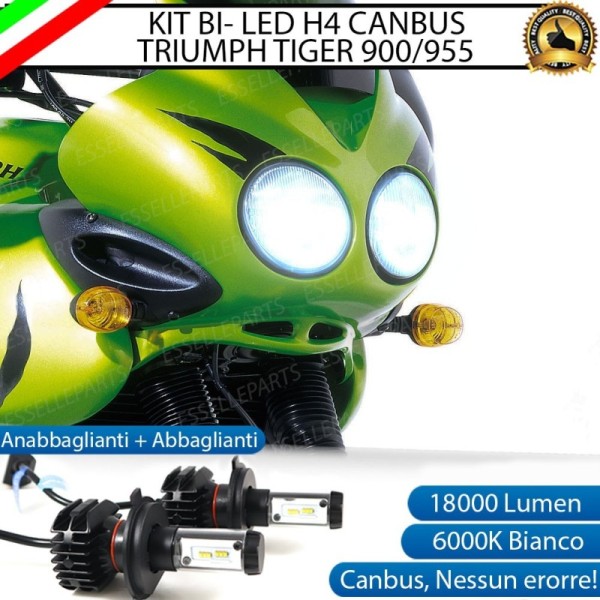 Kit Full LED Coppia H4 18000 Lumen 6000K bianco per Triumph Tiger 955 2002-2006