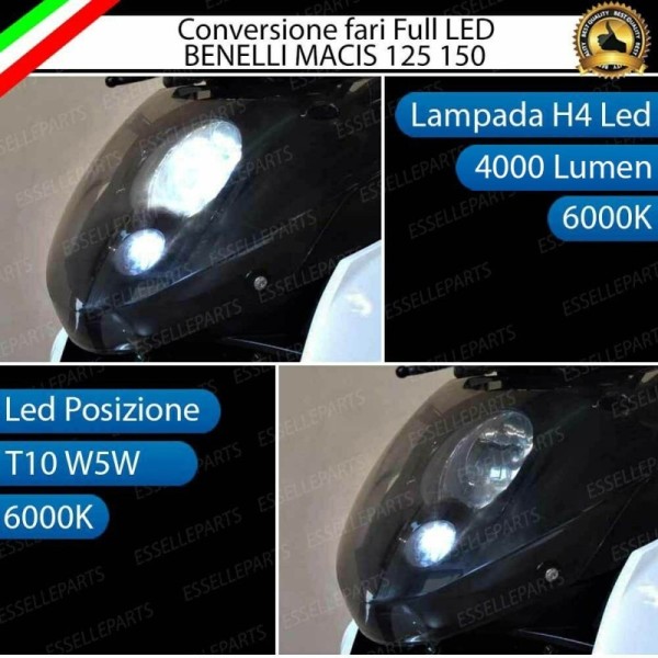 Conversione Fari Full LED per BENELLI Macis 125 (2011-2015) Lampade 6000K Bianco Ghiaccio