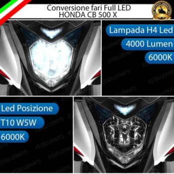 Conversione Fari Full LED per HONDA CB 500 X (2015-2016) ABS Travel Edition Lampade 6000K Bianco Ghiaccio