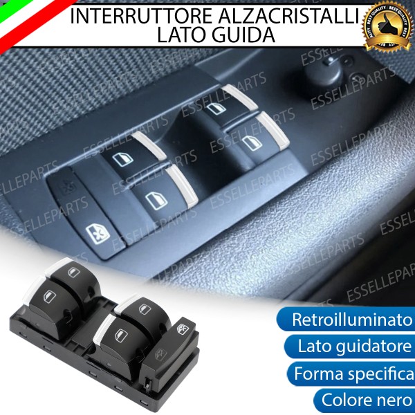 INTERRUTTORE ALZACRISTALLI LATO GUIDATORE NERO / CROMO PER AUDI Q7 FINO AL 2009