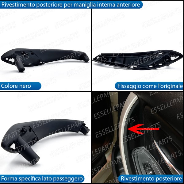Maniglia Interna Anteriore Lato Passeggero Soft Touch Nero Bmw Serie 3 F30 F31