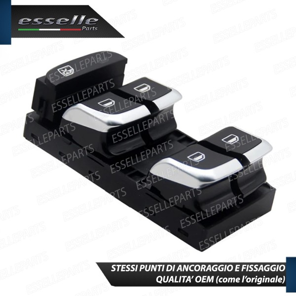INTERRUTTORE ALZACRISTALLI LATO GUIDATORE NERO / CROMO PER AUDI A3 8V