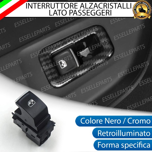 PULSANTE ALZACRISTALLI VETRI NERO / CROMO PER VOLKSWAGEN GOLF 7 RESTYLING