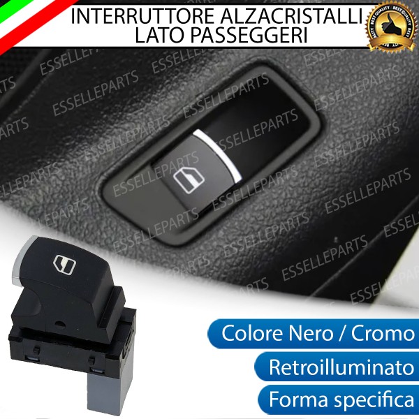 PULSANTE ALZACRISTALLI VETRI NERO / CROMO PER SKODA SUPERB 2
