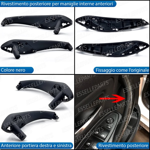 Maniglie Interne Bmw Serie 3 GT F34 Anteriori Lato Guida Lato Passeggero Nero