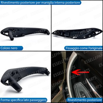Maniglia Interna Posteriore Lato Passeggero Soft Touch Nero Bmw Serie 4 F36