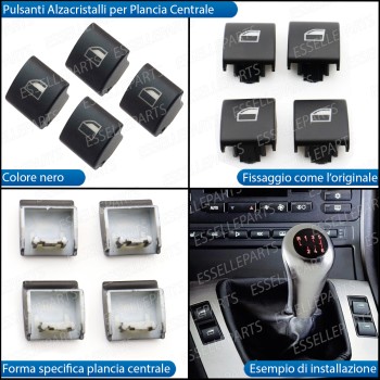 4 X PULSANTI ALZACRISTALLI VETRI PLANCIA CENTRALE PER BMW SERIE 3 E46