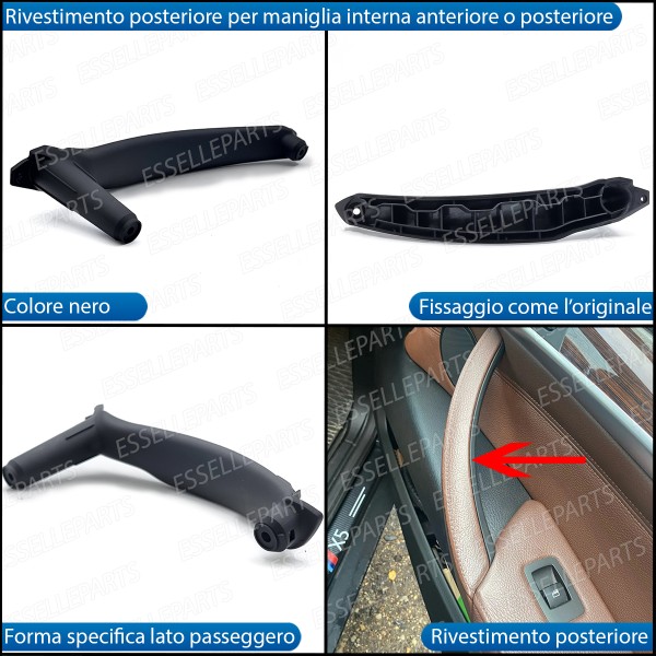 Maniglia Interna Bmw X5 E70 Anteriore O Posteriore Lato Passeggero Nero Soft Touch