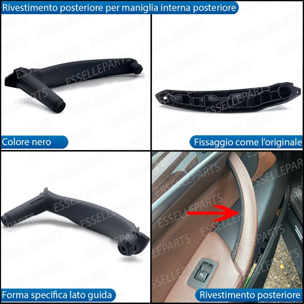 Maniglia Interna Bmw X5 E70 Posteriore Lato Guida Nero Soft Touch