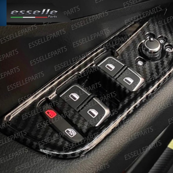 SET COMPLETO PULSANTIERA PULSANTI ALZACRISTALLI NERO CROMATO PER AUDI A4 B8 B8 AVANT
